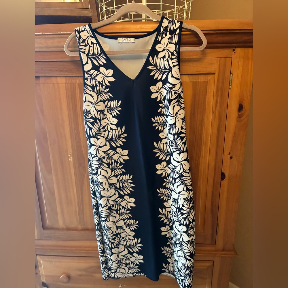 Spense Black Maxi Dress with White Floral Side Panels